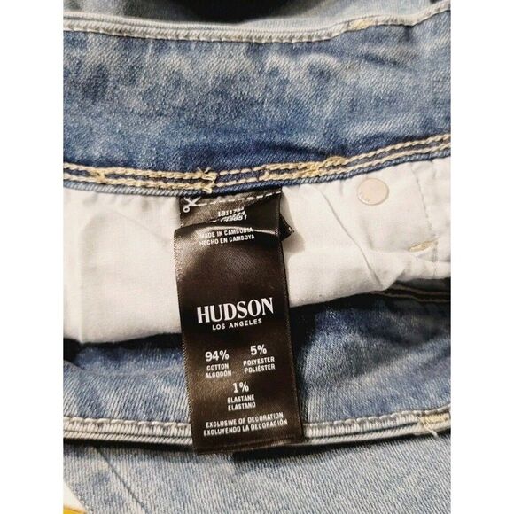 HUDSON Straight Stretch Denim Jeans Flap Back Pockets Slim Fit Mid-Rise 12/32 - Picture 6 of 10